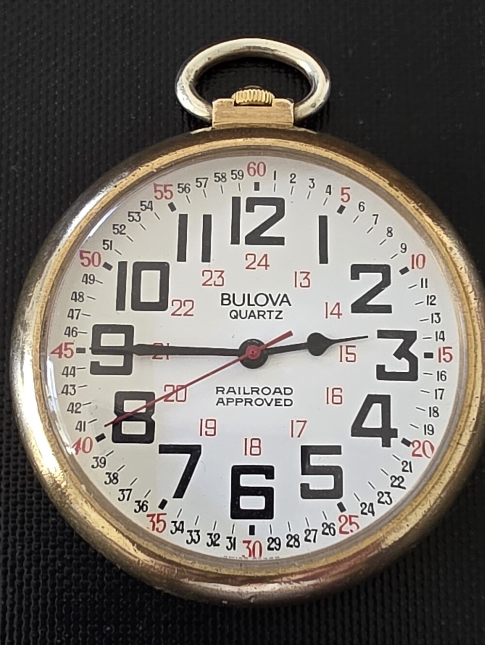 Bulova Railroad Approved Montgomery Military Dial Swiss Gold Plated Pocket Watch
